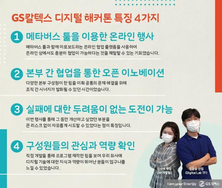 DX에 대한 GS칼텍스 구성원들의 열정 확인! ‘디지털 해커톤’ 현장 3 DX에 대한 GS칼텍스 구성원들의 열정 확인! ‘디지털 해커톤’ 현장 | magazine 2021 digital hackaton 09