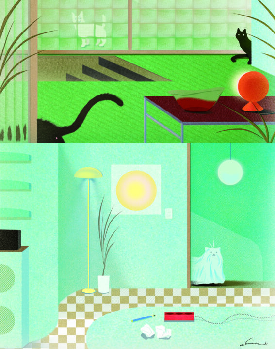 달력 한 장에 담은 따뜻한 에너지, 일러스트레이터 성키의 시선 4 2026년 GS칼텍스 달력 8월에 수록된 Roommate